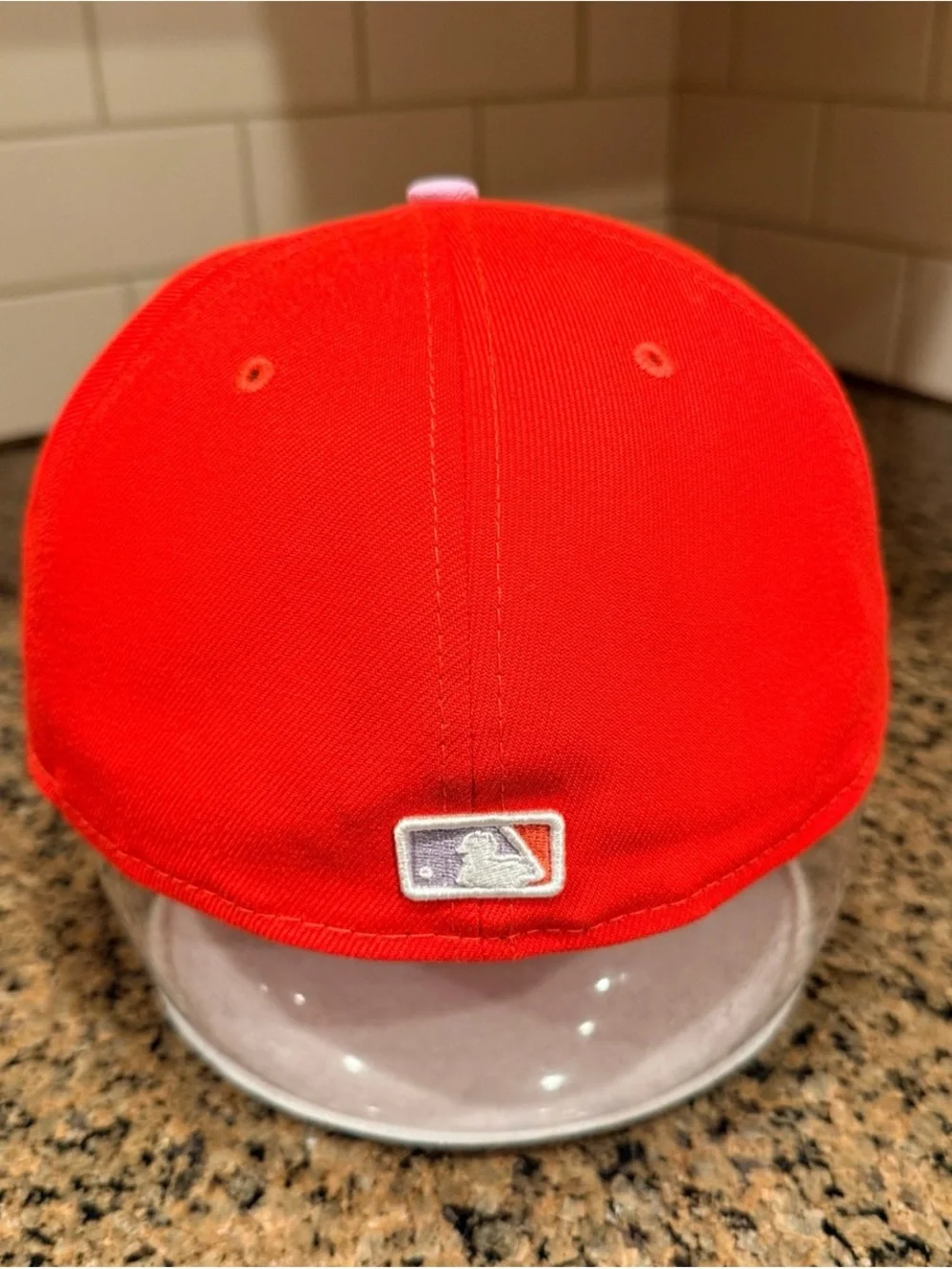 New Era Atlanta 'A' Fitted Cap - 7 1/2 Red Crown with Light Pink Brim